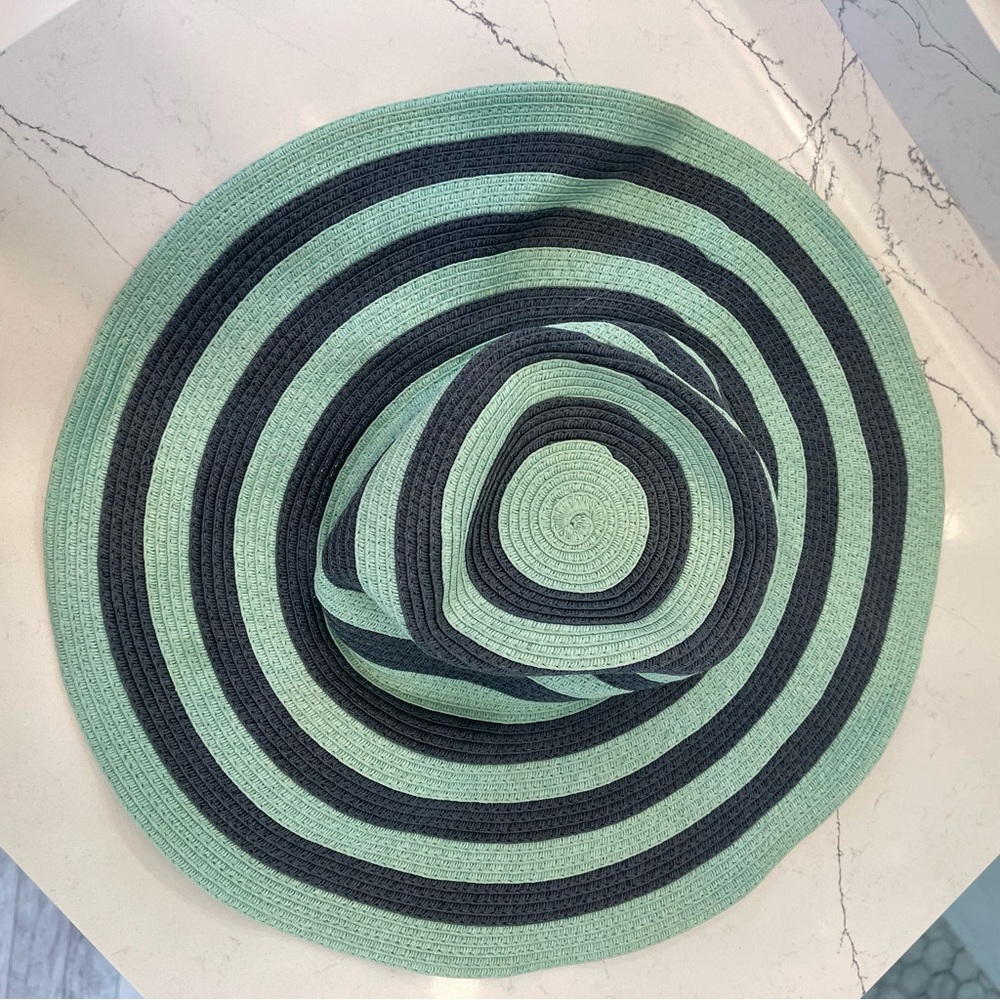 J. Crew wide brim sun hat. Turquoise and navy. Maybe worn 1x.